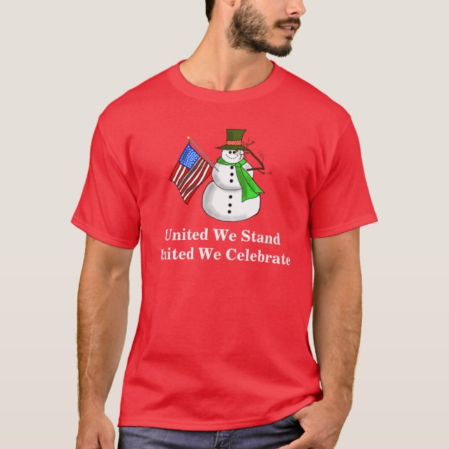 Patriotic Snögubbe jul T-shirt (Framsida)