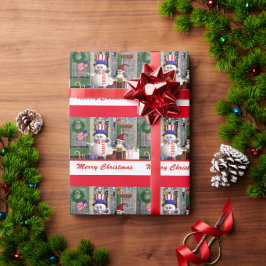 Patriotic Snögubbe Penquin Jul Wrapping Papper Presentpapper