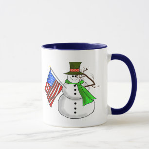 Patriotic Snögubbe Saluting Mugg - anpassa den.