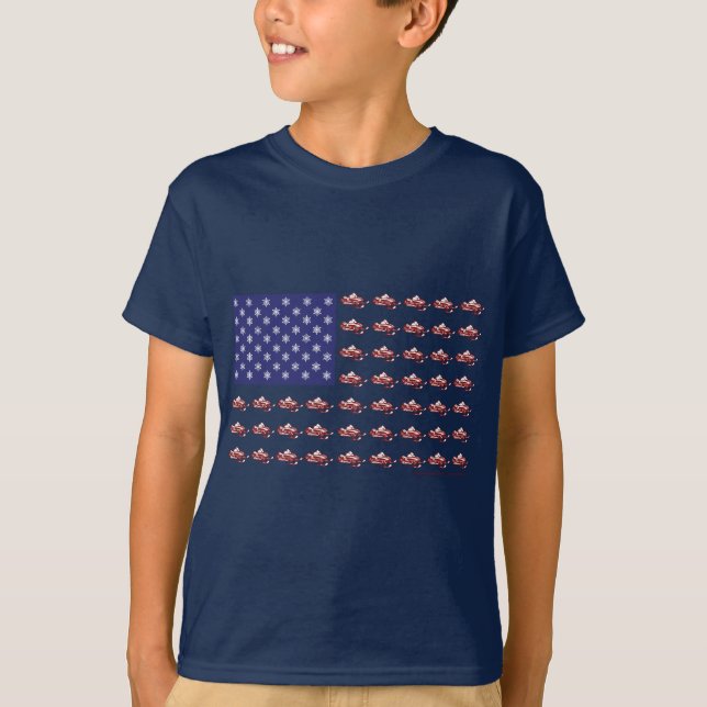 Patriotic Snowmobiling T Shirt (Framsida)