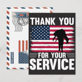 Patriotic Soldier Holding US Flag Postcard Helg Vykort