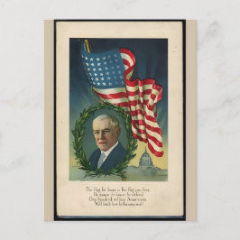 Patriotic Soldier Holding US Flag Postcard Helg Vykort