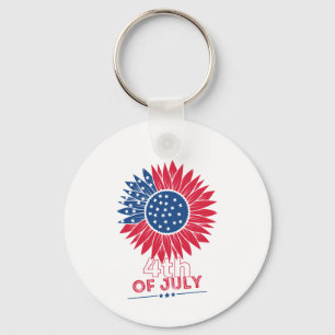 Patriotic Solros Fjärde juli-Blommigten Nyckelring