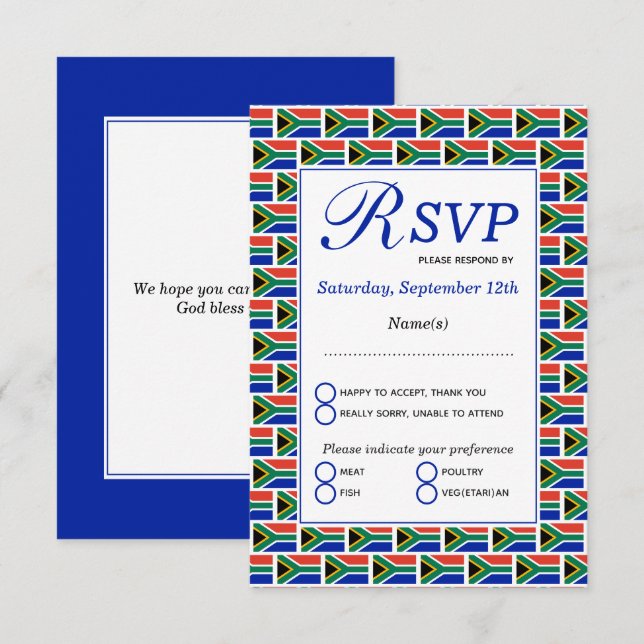 Patriotic SOUTH AFRICAN FLAGGA OSA Kort (Fram/baksida)