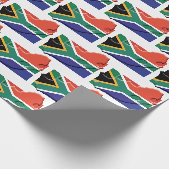 Patriotic SOUTH AFRIKA Flagga Karta Presentpapper (Hörn)