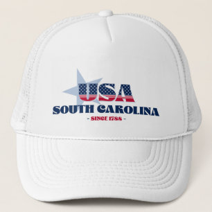 Patriotic South Carolina Typography Truckerkeps
