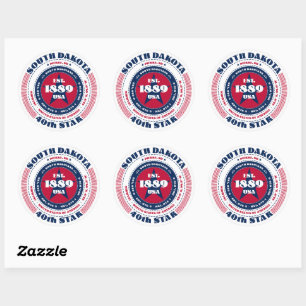 Patriotic South Dakota Circle Design Sticker Runt Klistermärke