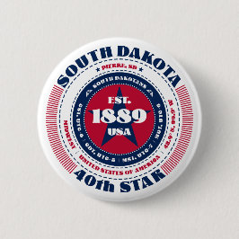 Patriotic South Dakota Circle med statsinformation Knapp