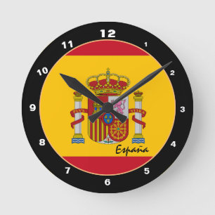 Patriotic Spain Flagga & Spain Home / design Rund Klocka