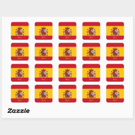 Patriotic Spain & Spain flagga, helgdag/sport Fyrkantigt Klistermärke