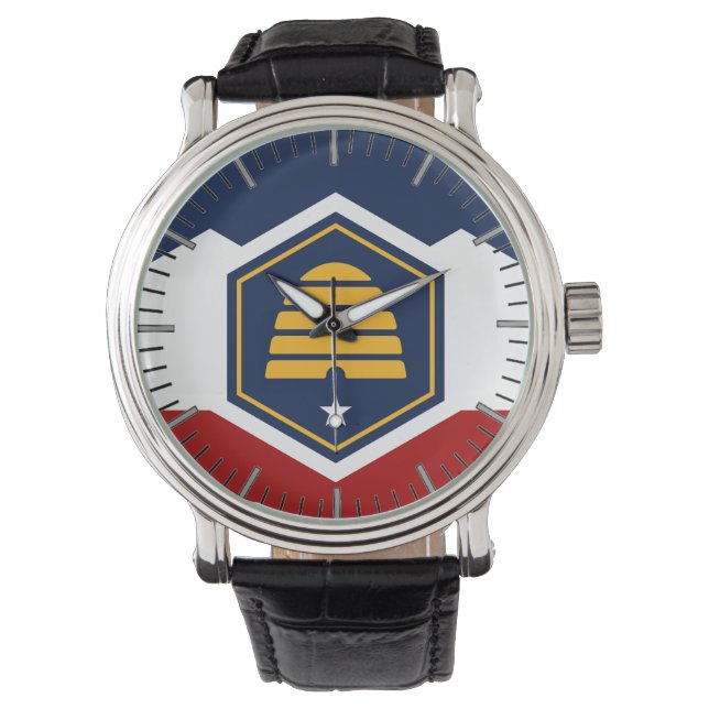 Patriotic, special watch with Flag of Utah, USA Armbandsur (Framsida)