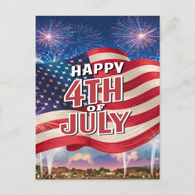 Patriotic Spectacle American Flagga Wave Helg Vykort (Framsida)