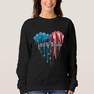 Patriotic Sped Teacher Heart American Flagga 4:e a T Shirt