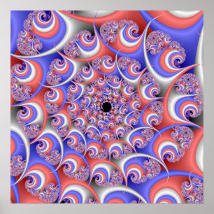 Patriotic Spiral Fractal Poster