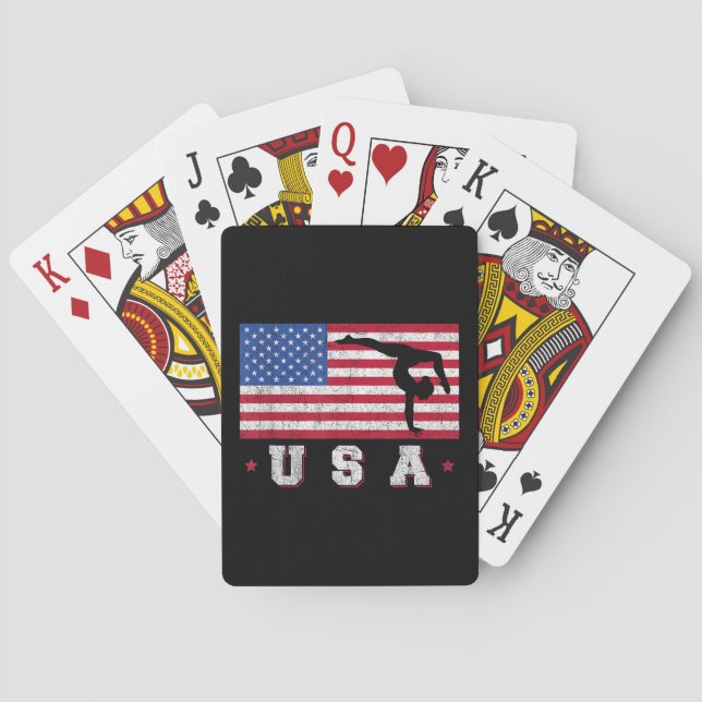 Patriotic Sports Gift American USA flagga Girls Gy Casinokort (Baksidan)
