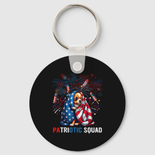 Patriotic Squad 4:e juli Skrämt Chihuahua Firew Nyckelring