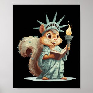Patriotic Squirrel Costume for Usa Symbolic Älskar Poster