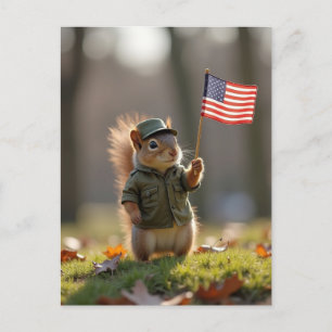 Patriotic Squirrel Helg Vykort