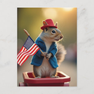 Patriotic Squirrel Helg Vykort