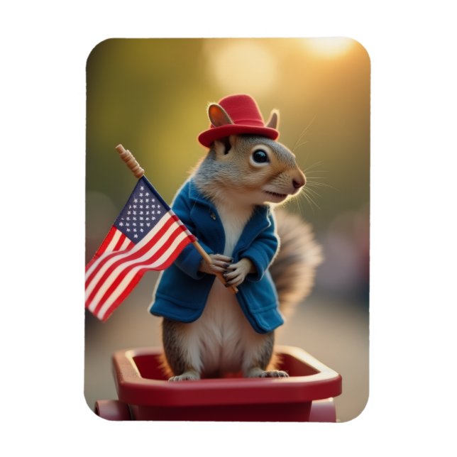Patriotic Squirrel Magnet (Vertikal)