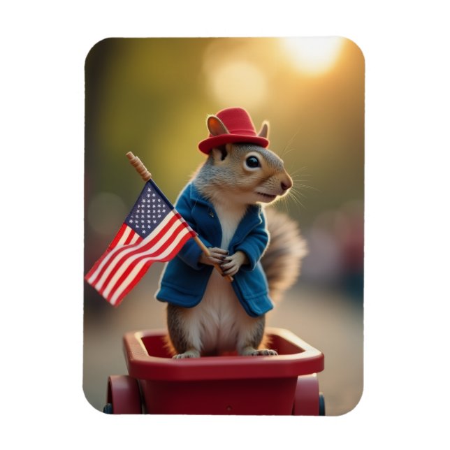 Patriotic Squirrel Magnet (Vertikal)