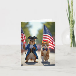 Patriotic Squirrel och Cat Kort