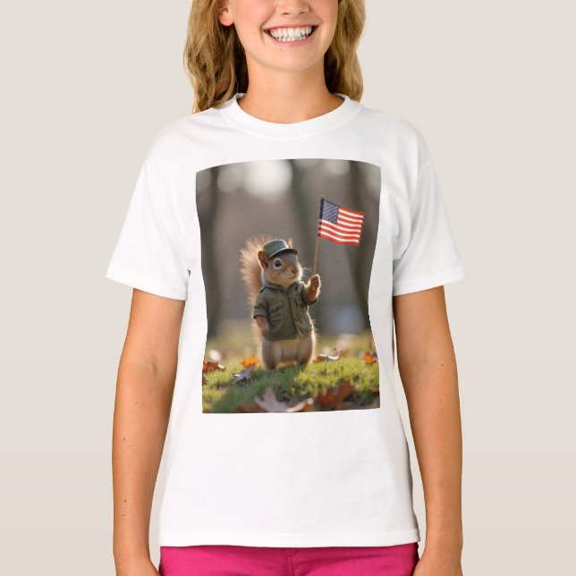 Patriotic Squirrel T Shirt (Framsida)