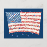 Patriotic Star Fireworks på Pointillism U S Flagga
