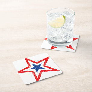 Patriotic Star Papper Drink Underlägg Kvadrat