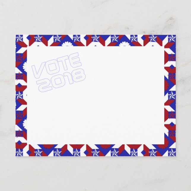 Patriotic Star Quilt VOTE 2018 vycard Vykort (Framsida)