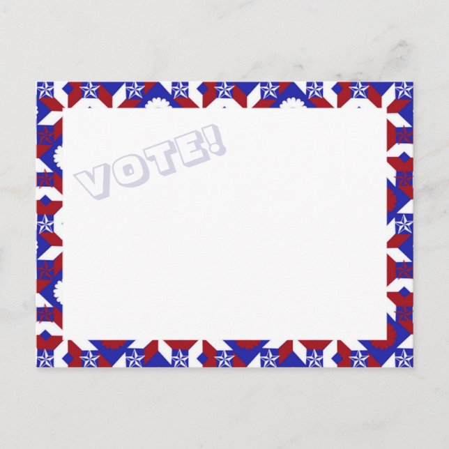 Patriotic Star Quilt VOTE!vykort Vykort (Framsida)