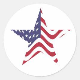 Patriotic Star Red White och Blue Sticker Seal Runt Klistermärke