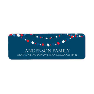 Patriotic Star Return-adressetikett Returadress Etikett
