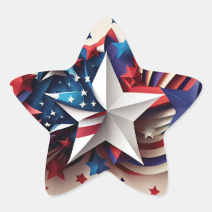 Patriotic Star Stjärnformat Klistermärke