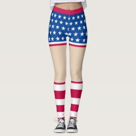Patriotic Star Stripe Leggings for Women