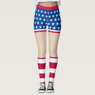 Patriotic Star Stripe Leggings for Women