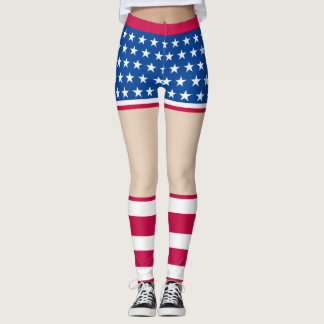 Patriotic Star Stripe Leggings for Women