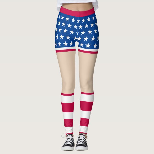 Patriotic Star Stripe Leggings for Women (Framsida)
