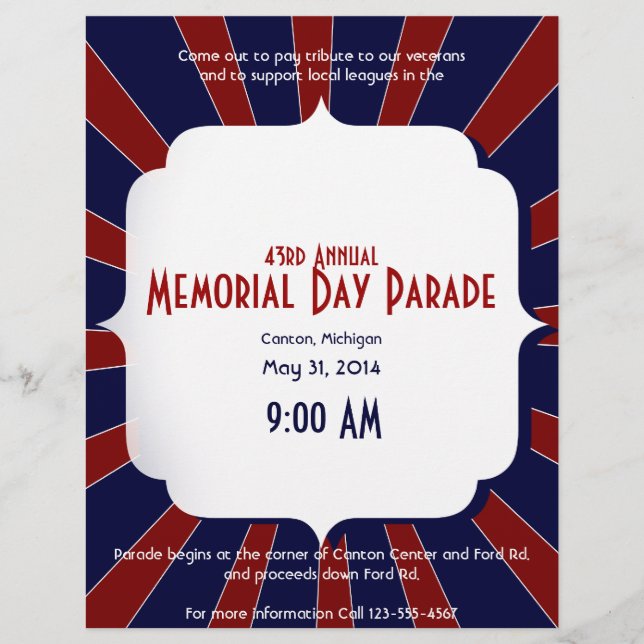 Patriotic Starburst i Red White och Blue Reklamblad (Framsidan)