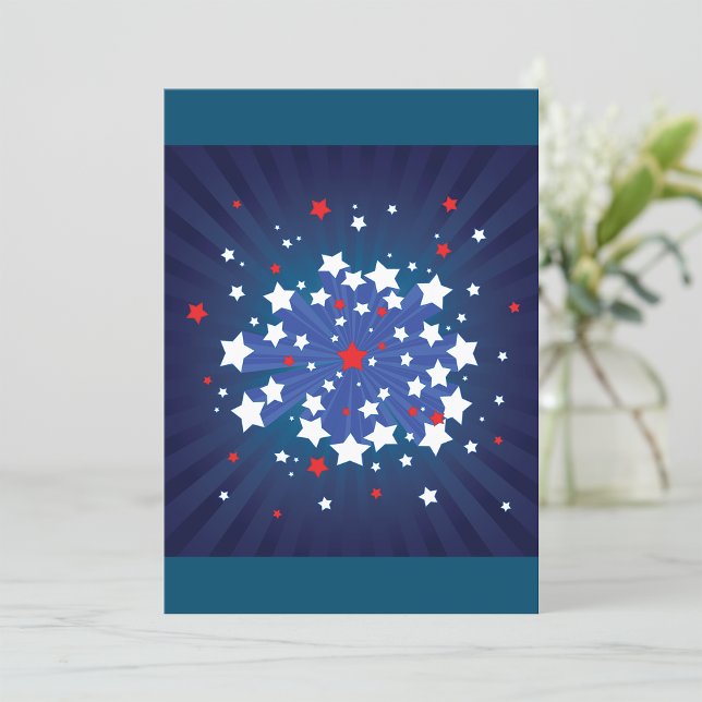 Patriotic Starburst Red White och Blue USA Inbjudningar (Skapare uppladdad)