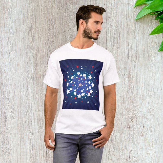 Patriotic Starburst Red White och Blue USA T Shirt (Skapare uppladdad)