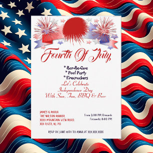 Patriotic Stars 4:e juli Fibrer BBQ Party Inbjudningar