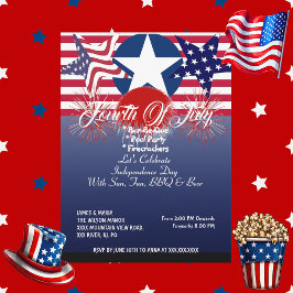 Patriotic Stars 4:e juli Fibrer BBQ Party Inbjudningar