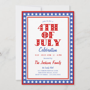 Patriotic Stars 4:e juli Party Inbjudningar