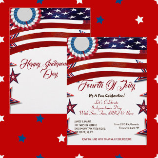 Patriotic Stars 4 juli Amerikanska Flagga BBQ Part Inbjudningar