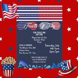 Patriotic Stars 4 juli Amerikanska Flagga Party Inbjudningar