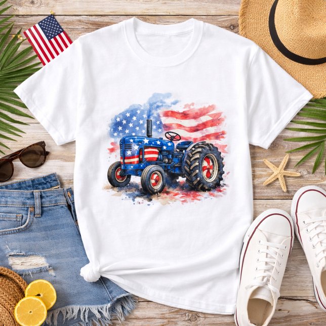 Patriotic Stars and Stripes Tractor T Shirt (Skapare uppladdad)