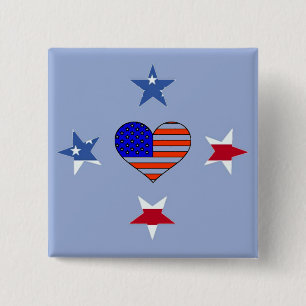 Patriotic Stars Button Knapp