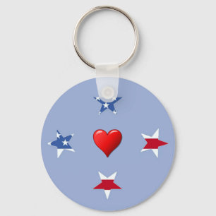Patriotic Stars Keychain Nyckelring