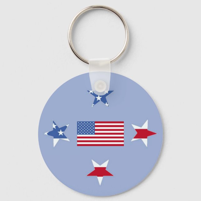 Patriotic Stars Keychain Nyckelring (Framsida)